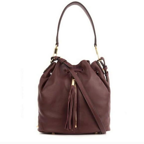 Elizabeth and James Cynnie Bucket crossbody mini shoulder Bag cocoa lamb Leather - Picture 1 of 13